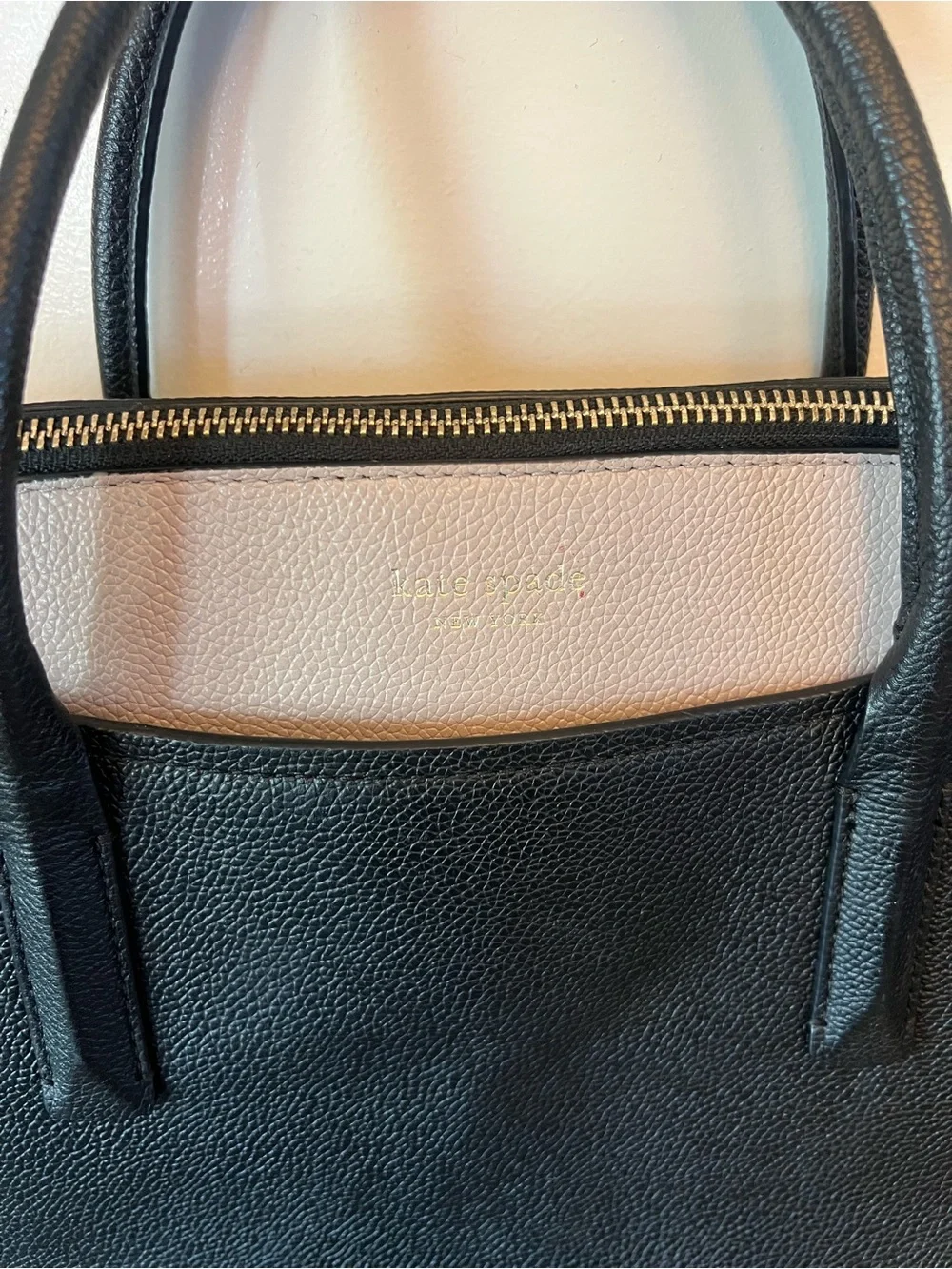 Kate Spade New York Margaux Pink Black Leather Laptop Case Bag